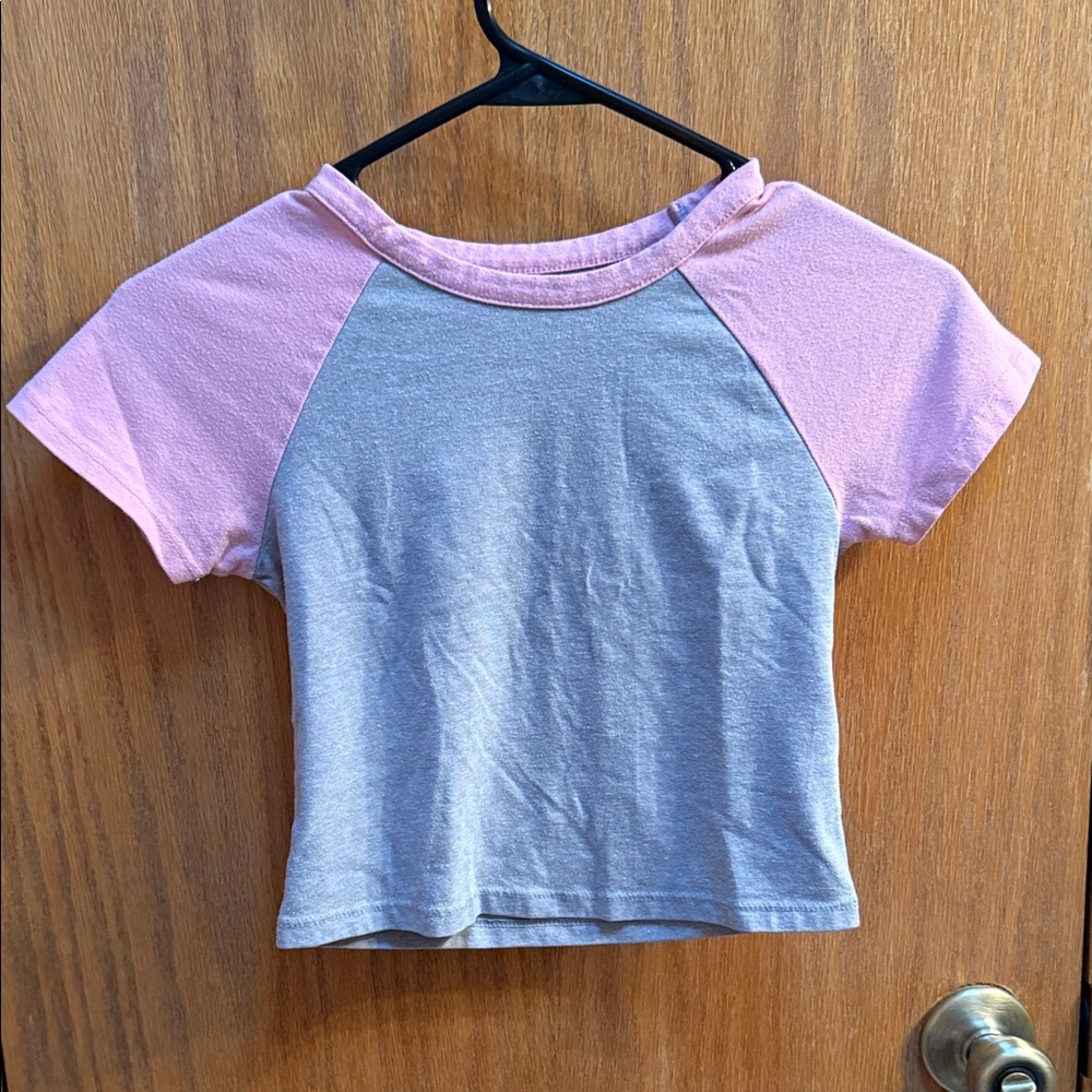 SO Pink and Gray Crop Top
